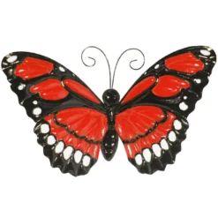 Primus Large Metal Butterfly With Flapping Wings Red