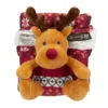 SANTA PAWS BLANKET AND REINDEER TOY BURGUNDY