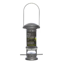 Seed Feeder - 2 Port Pewter Flick 'N' Click